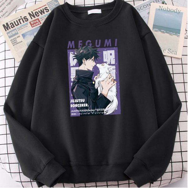 Jujutsu Kaisen Fleece Hoodies Man Megumi Fushiguro Anime Sweatshirt Harajuku Sweater Winter Clothes Mens Loose Casual 2 - OFFICIAL ®Jujutsu Kaisen Merch